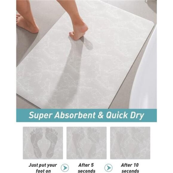 Bath Mat-Bathroom Mat Bathroom Rug Absorbent Stain Resistant-Non Slip Quick Dry - Picture 2 of 7